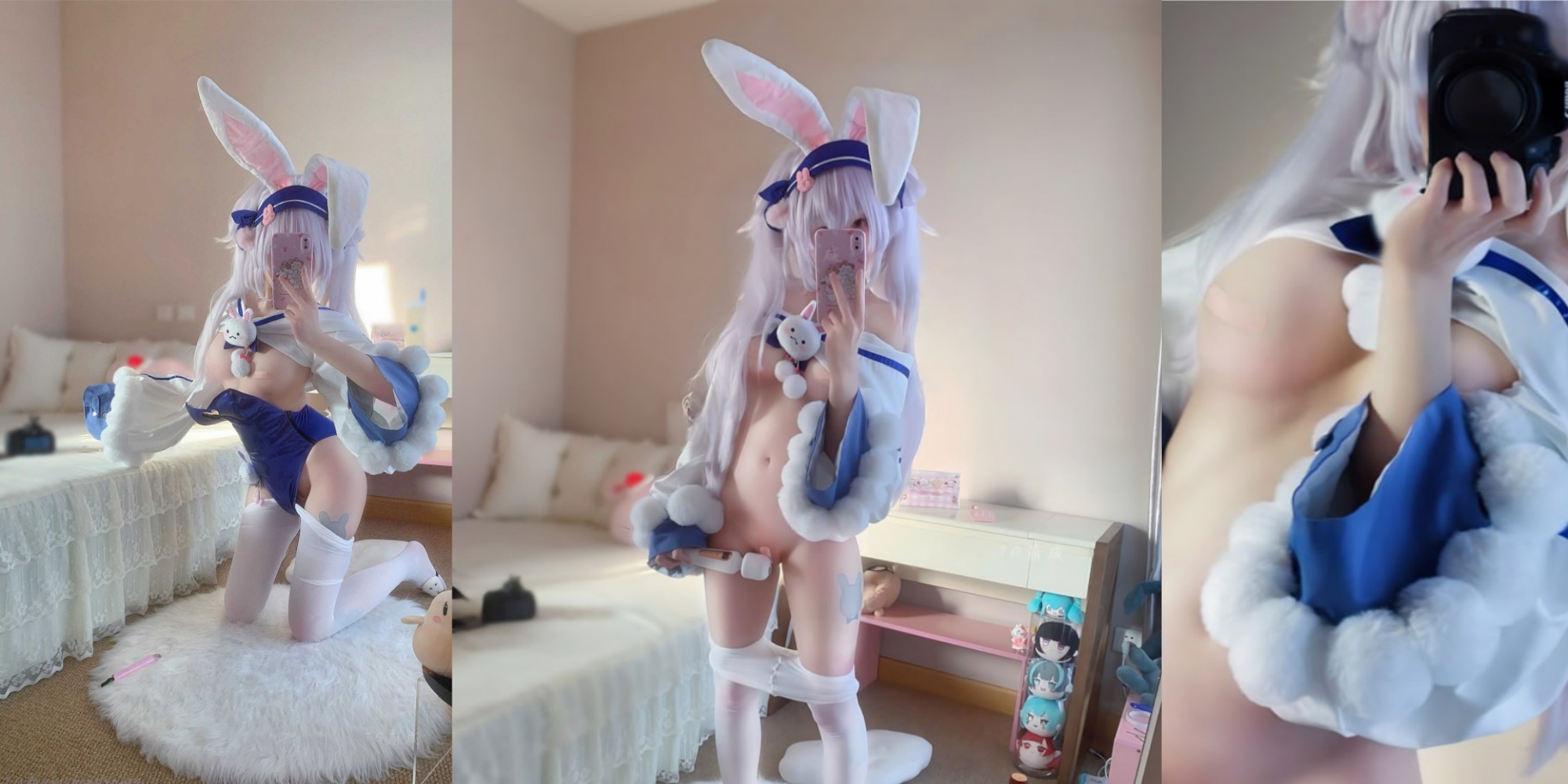 推特极品福利姬 哎我黑切訥 cosplay 碧蓝航线拉菲兔女郎 白丝美腿模拟足交！
