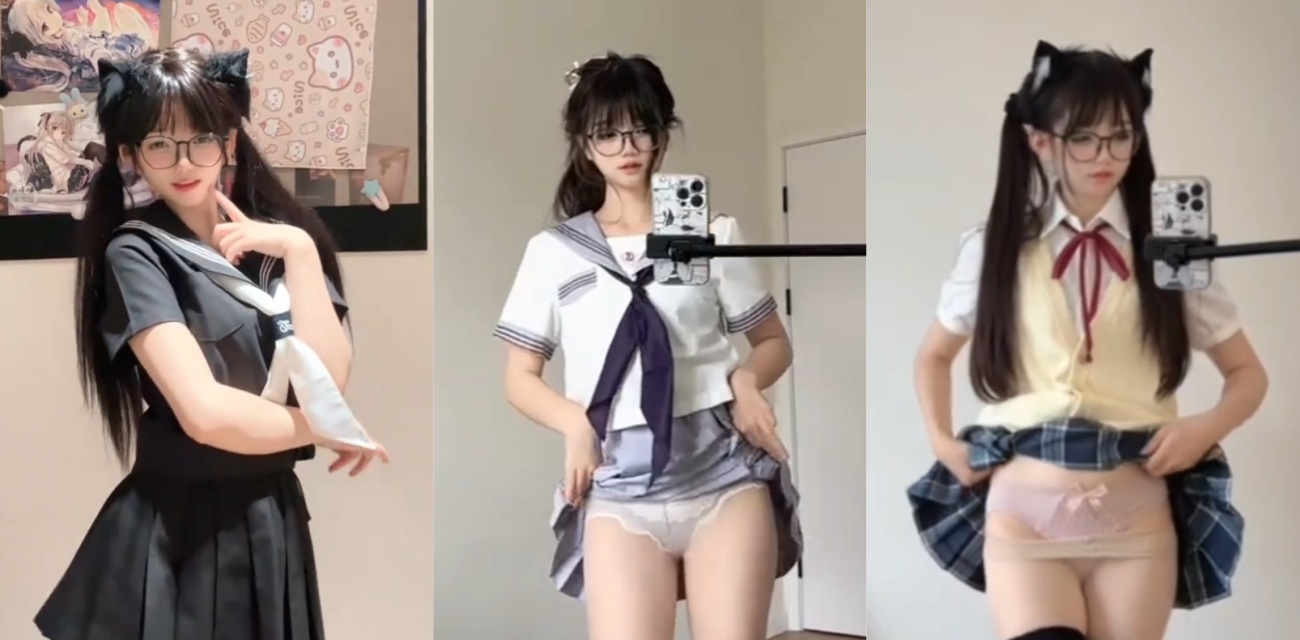 抖音高颜值网红 芙仔很宅 不雅私拍曝光 清纯萝莉跳舞掀裙露底裤脱丝袜 双腿大开私部对镜超反差